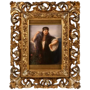 Porcelain Plaque with Portrait of a Girl in Veil from KPM Berlin, 1830s