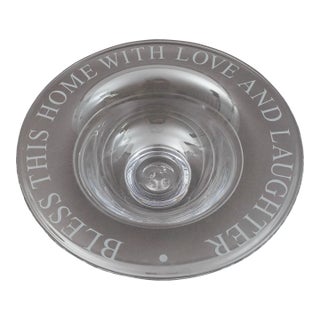 Late 20th Century Simon Pearce Bless This Home With Love and Laughter Crystal Centerpiece Bowl For Sale