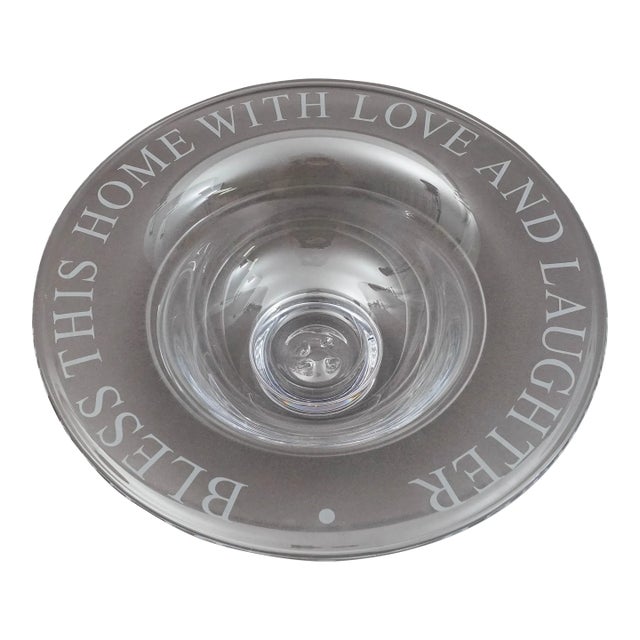Late 20th Century Simon Pearce Bless This Home With Love and Laughter Crystal Centerpiece Bowl For Sale