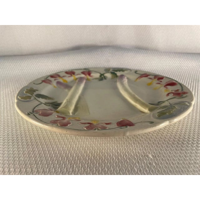 Late 19th Century Antique French Faience Saint Clement Asparagus Plate For Sale - Image 5 of 12