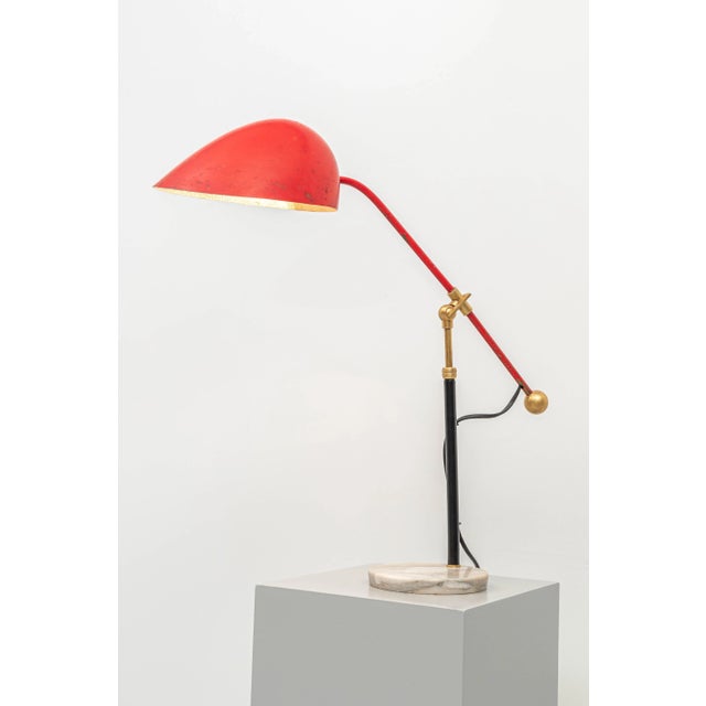 Esperia Marble, Metal and Brass Table Lamp 5023 by Angelo Brotto for Esperia, 1950s For Sale - Image 4 of 8