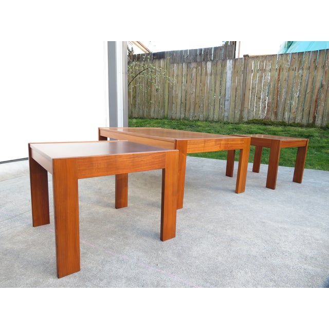 Mid Century Modern Swedish Walnut Coffee Table & Side Table Set For Sale - Image 10 of 18