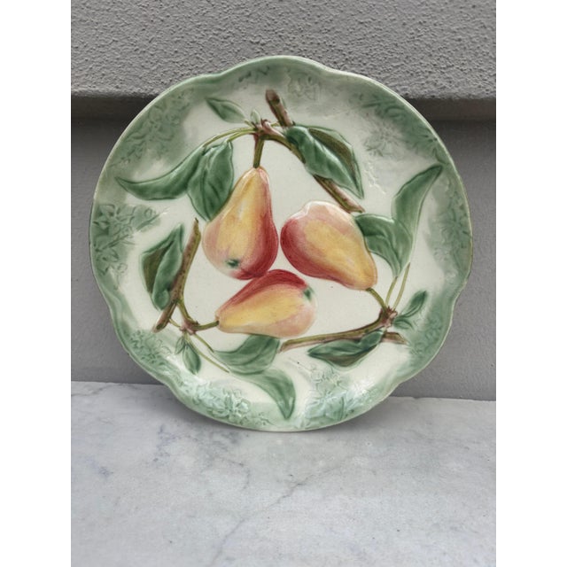 Late 19th Century 19th Century Majolica Pear Plate Choisy Le Roi For Sale - Image 5 of 6