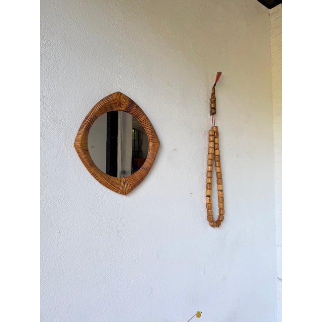 1960s Vintage French Riviera Wicker-Framed Mirror, 1960s For Sale - Image 5 of 18