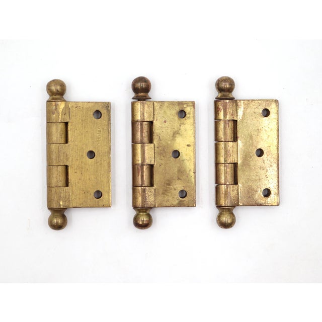 Mid 20th Century Set of Vintage 2 X 2 In. Brass Corbin Butt Cabinet Hinges For Sale - Image 5 of 5