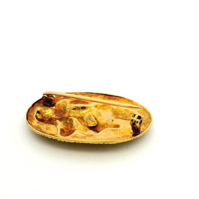 Gold Vintage Greek 18k Gold Classical Hoplite Warrior Intaglio-Style Brooch For Sale - Image 8 of 8