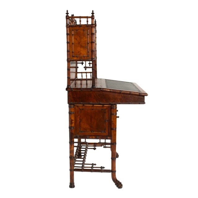 Wood Late 19th Century Aesthetic Movement Faux Bamboo Desk Attributed to R.J.Horner For Sale - Image 7 of 9
