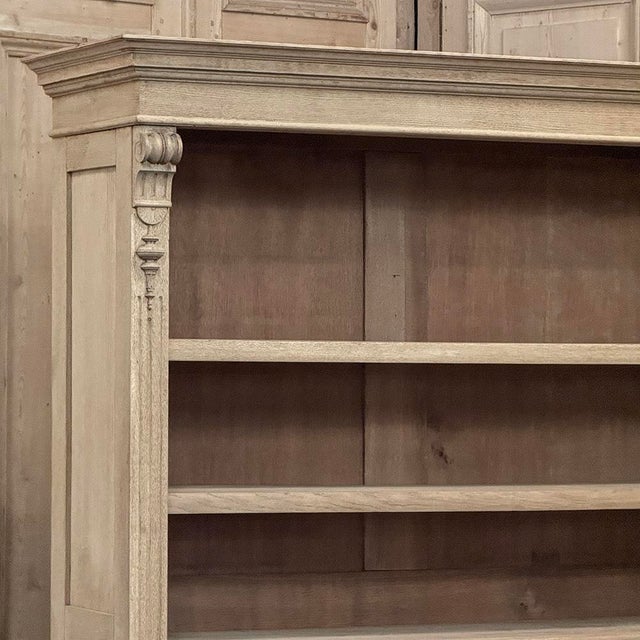 Antique Dutch Neoclassical Open Bookcase in Solid Stripped White Oak For Sale In Dallas - Image 6 of 18