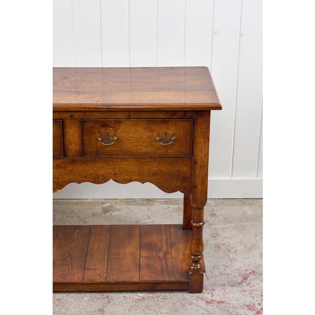 Wood 19th Century English Oak Dresser Base/Console With Scalloped Apron For Sale - Image 7 of 11