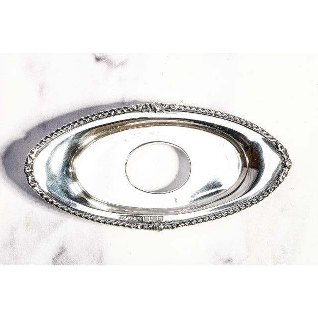 Lovely Edwardian English Antique Sterling Silver Crystal Inkwell Pen Tray Desk Office Home Decor For Sale - Image 13 of 18