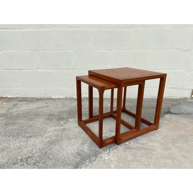 Kai Kristiansen Mid Century Modern Teak Nesting Tables | Set of Two by Kai Kristiansen For Sale - Image 4 of 12