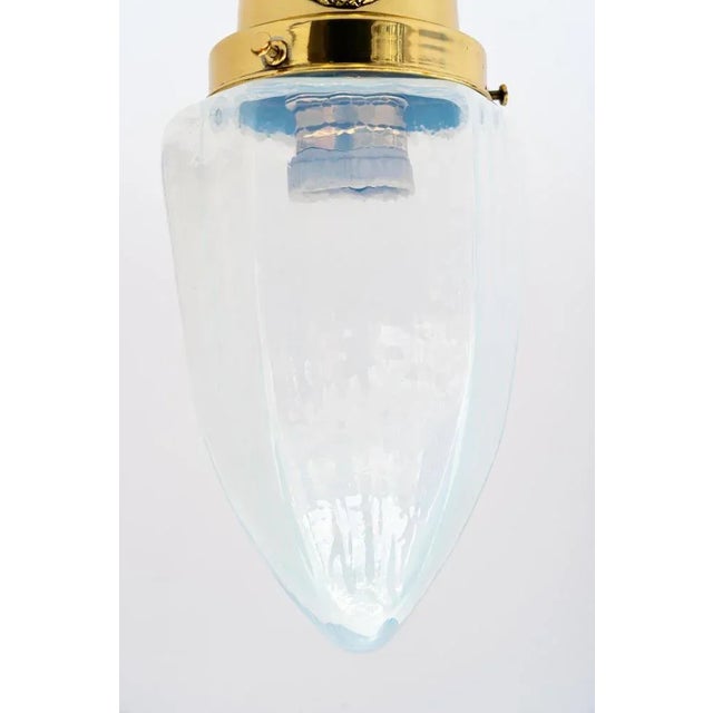 1920s Art Deco Ceiling Lamps with Opaline Glass Shades, 1920s, Set of 2 For Sale - Image 5 of 12