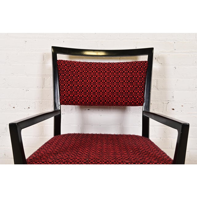 Paul McCobb Connoisseur Collection Black Lacquered Mahogany and Brass Armchairs, Pair For Sale In South Bend - Image 6 of 11