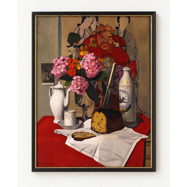 This vintage coffee painting art print reproduces Félix Vallotton’s Still Life with Flowers (1925), a richly composed...