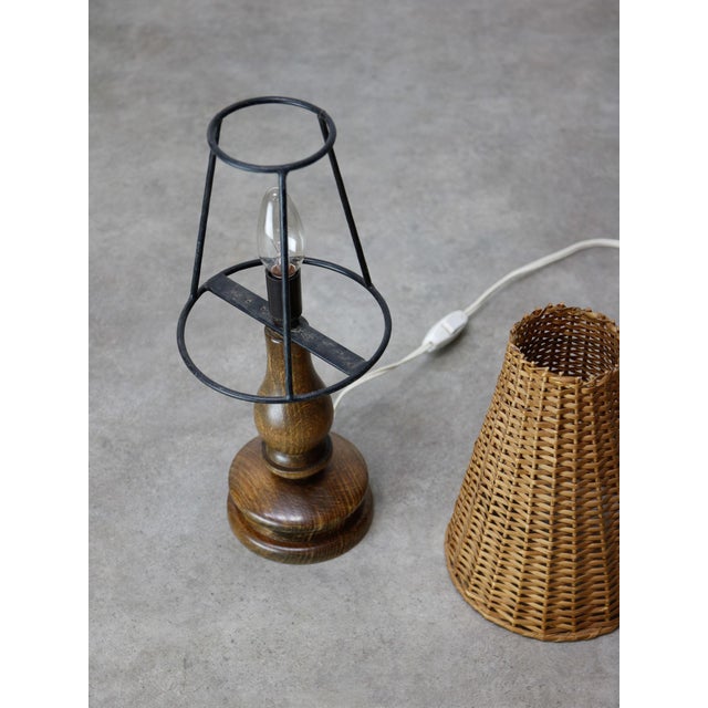 Vintage Italian Wicker Table Lamp For Sale - Image 5 of 12