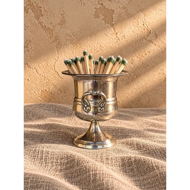 English Vintage Silver-Plated Miniature Ice Bucket / Matchstick Holder For Sale - Image 3 of 3