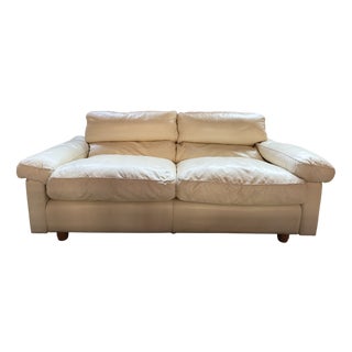 Cream Leather Sofa by Tito Agnoli for Poltrona Frau, 1980s For Sale
