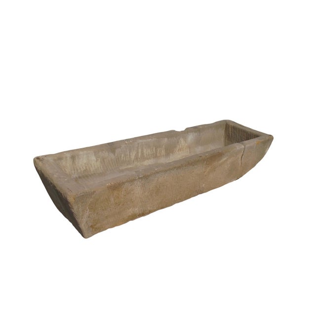 74" Inch Long Hand Chiseled Stone Trough 62 For Sale - Image 4 of 12