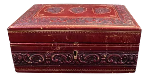 Vintage Italian Hand Tooled Red Leather Jewelry Box