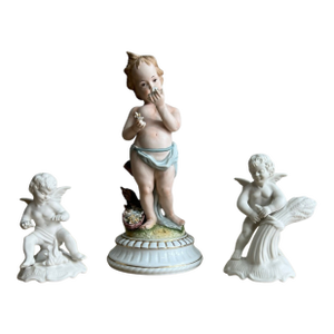 Mid-Century Dresden Bisque Cherubs and Young Child - A Set