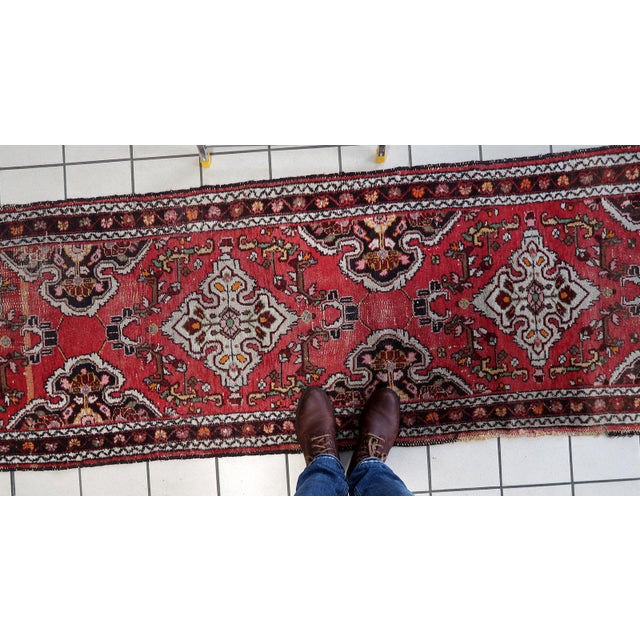 1920s 1920s, Handmade Antique Persian Malayer Runner Rug 2.5' X 12.5' For Sale - Image 5 of 14
