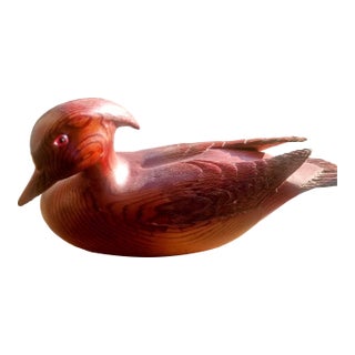 Fine Art Hand-Carved Wood Duck Drake Decoy - Relief Carved Wings For Sale