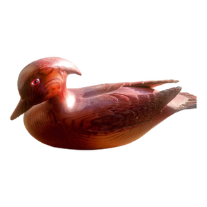 Fine Art Hand-Carved Wood Duck Drake Decoy - Relief Carved Wings