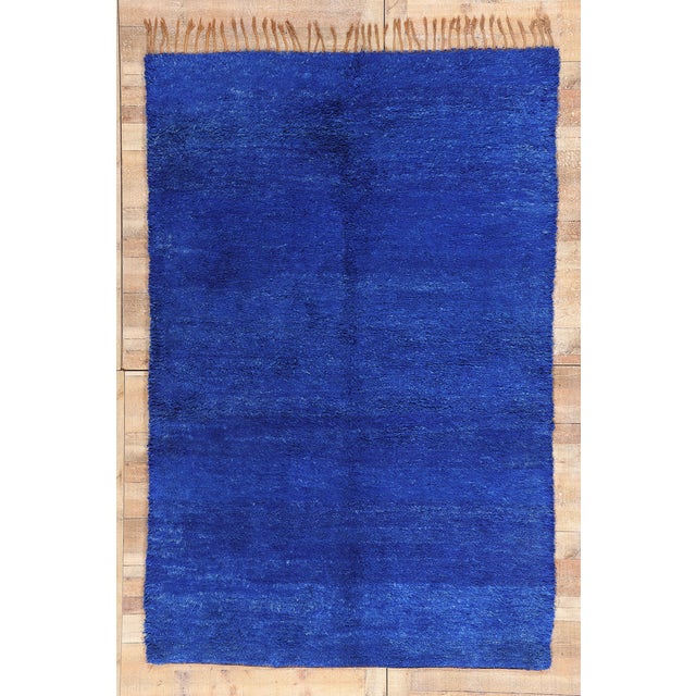 Vintage Blue Beni Mrirt Moroccan Rug - 06'01 X 09'03 For Sale - Image 10 of 10