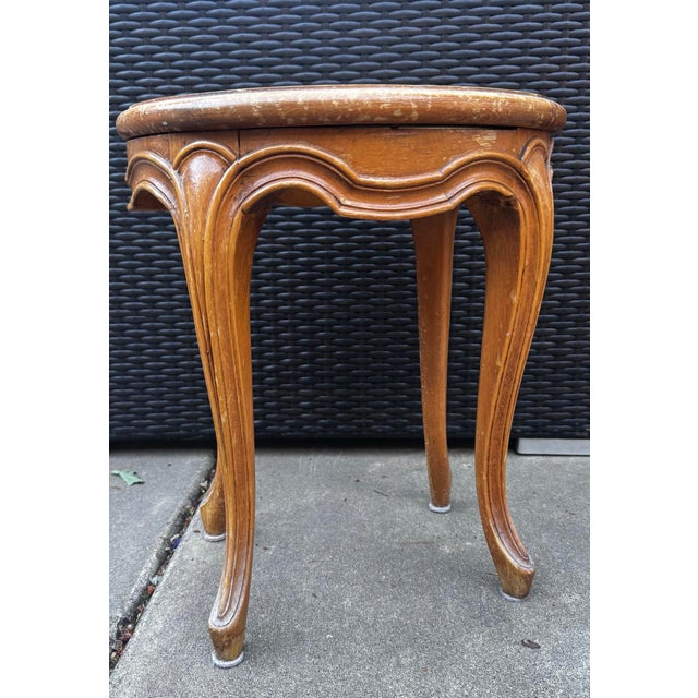 Wood Vintage Louis XV Style Marble Top Accent Table For Sale - Image 7 of 12