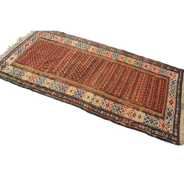 Tribal 19th-Century Antique Soumak Rug Gometric Burnt Red and Beige All Over Pattern For Sale - Image 3 of 6
