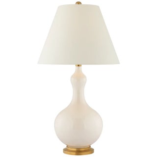 Christopher Spitzmiller by Visual Comfort Signature Addison Medium Table Lamp in Ivory with Natural Percale Shade For Sale