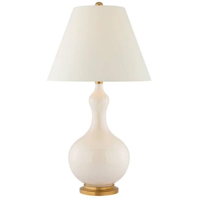 Christopher Spitzmiller by Visual Comfort Signature Addison Medium Table Lamp in Ivory with Natural Percale Shade For Sale