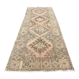 1960s Persian Distressed Wide Runner Rug - 4’9x12’9 For Sale