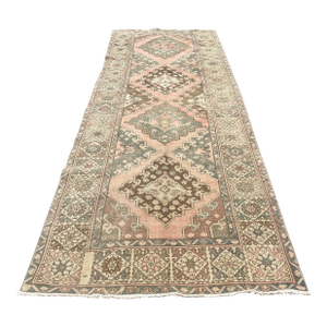 1960s Persian Distressed Wide Runner Rug - 4’9x12’9
