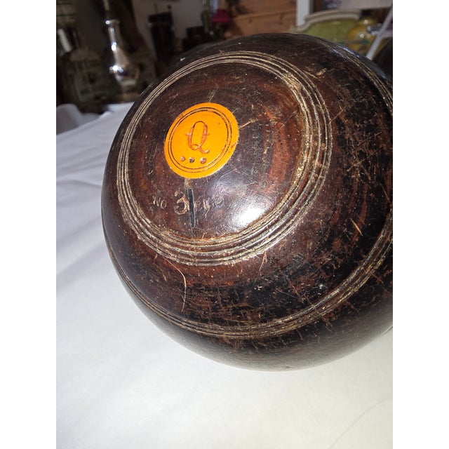 English Three Antique Lignum Vitae Lawn Bowling Balls For Sale - Image 3 of 13