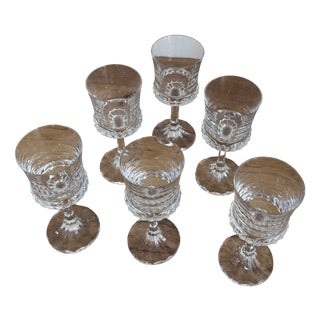 Vintage Crystal Wine Glasses, Set of 6 For Sale