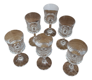 Vintage Crystal Wine Glasses, Set of 6