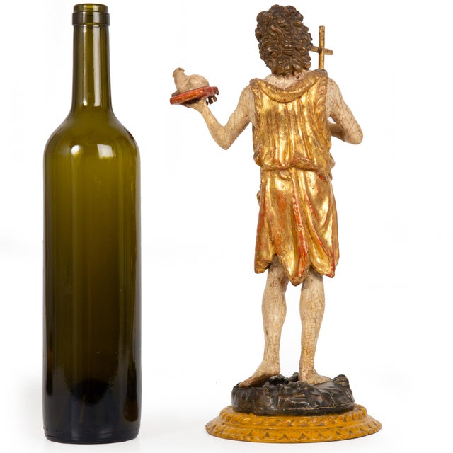 German or Austrian Polychromed Statue Sculpture of Saint John the Baptist For Sale - Image 4 of 18
