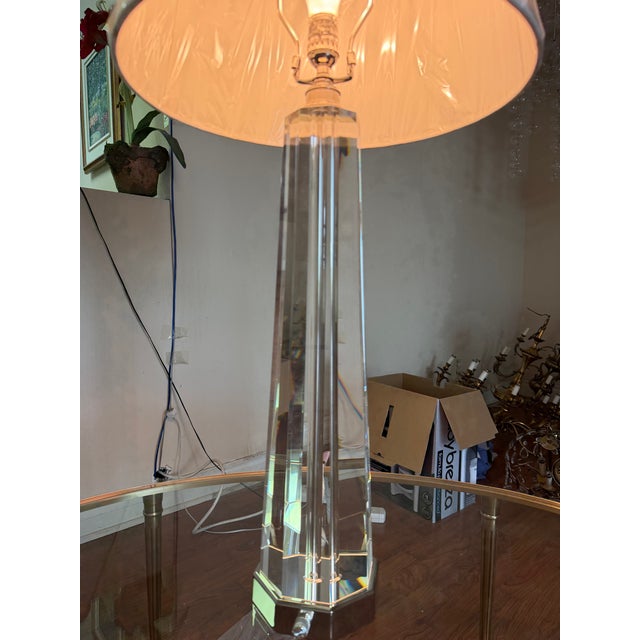 Contemporary Solid Crystal Tower Table Lamp For Sale - Image 3 of 5