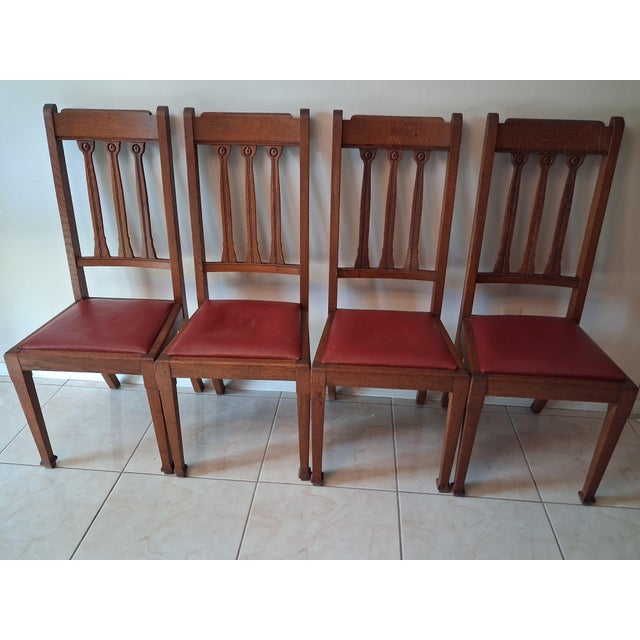 # Set of 4 Original Arts and Crafts Oak Dining Chairs | Timeless Craftsmanship Bring timeless character, natural warmth,...