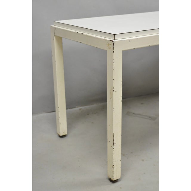 Late 20th Century Vintage Mid Century Modern Steel Metal White Laminate Top Coffee Table Bench For Sale - Image 5 of 14