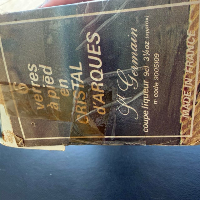 1970s Cristal D’Arques St Germain Crystal Coupe Glasses 9cl Includes Original Box France - Set of 6 For Sale - Image 11 of 12