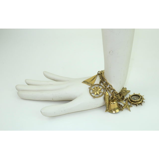 Coro Nautical Themed Gold Tone Charm Bracelet For Sale - Image 13 of 14