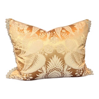 New Custom Luxury Gold Silk Damask Decorative Pillow For Sale