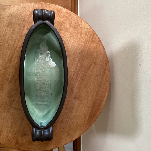 Antique Chinese Glazed Stoneware Bulb Bowl/Planter With Handles Handcrafted Delicately painted this shallow dish is an...