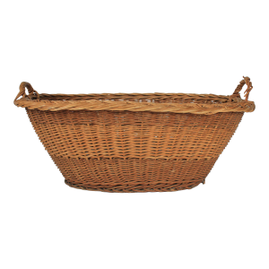 Vintage Woven Wicker Laundry Basket