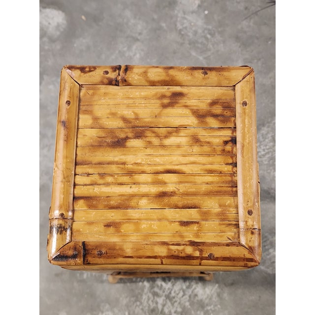 Brown Vintage Mid-Century Bamboo Tortoise Shell Plant Stand For Sale - Image 8 of 9