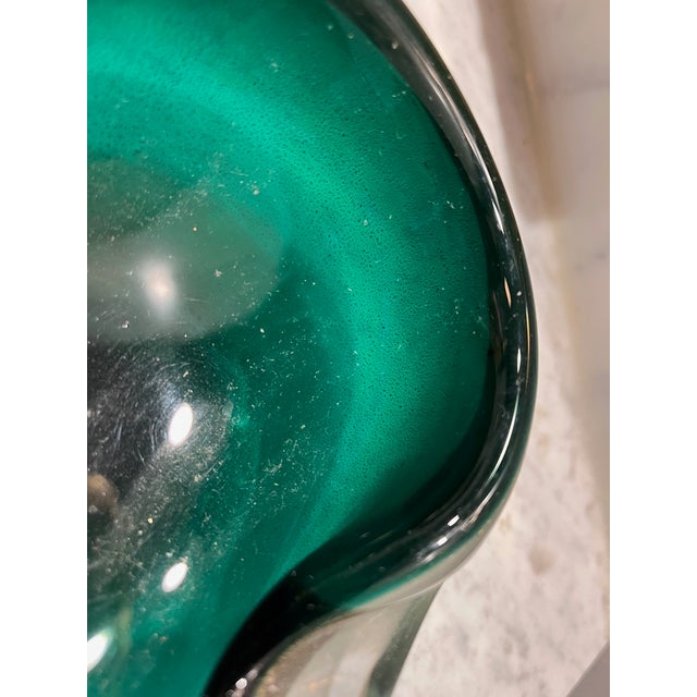 Murano Green Ashtray or Catchall Art Glass in the Manner of Murano For Sale - Image 4 of 7