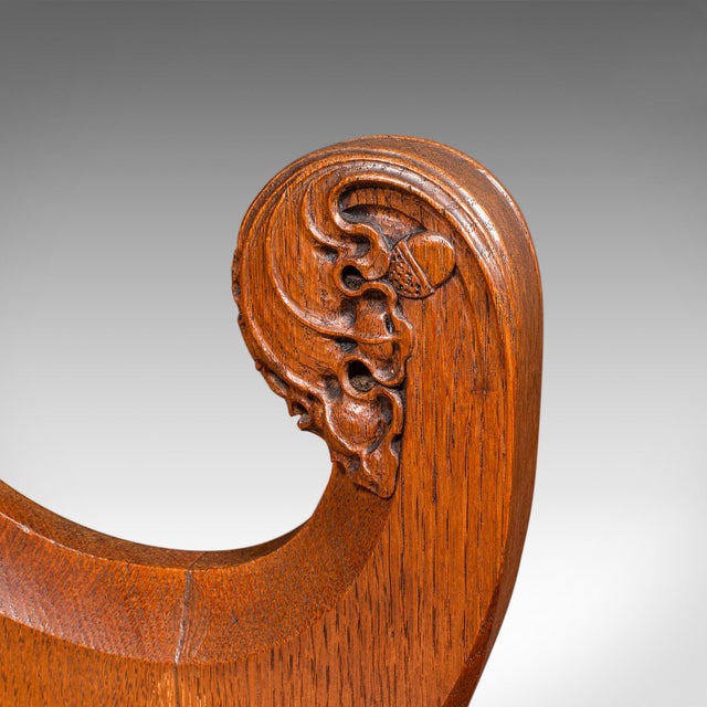 Antique Hall Settle, Scottish Oak Seat & a Half Bench, Gothic Revival, Victorian For Sale - Image 9 of 10