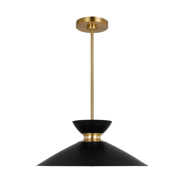 ED Ellen DeGeneres by Visual Comfort Studio Heath Wide Pendant, Midnight Black & Burnished Brass For Sale In Greenville, SC - Image 6 of 6